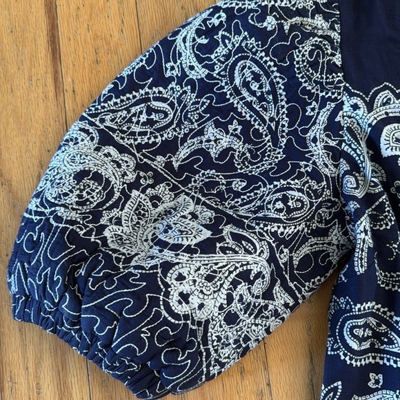 Sea NY | Theodora Paisley Print | Puff Sleeve | Midi Shift Dress in Navy | S - Picture 3 of 6